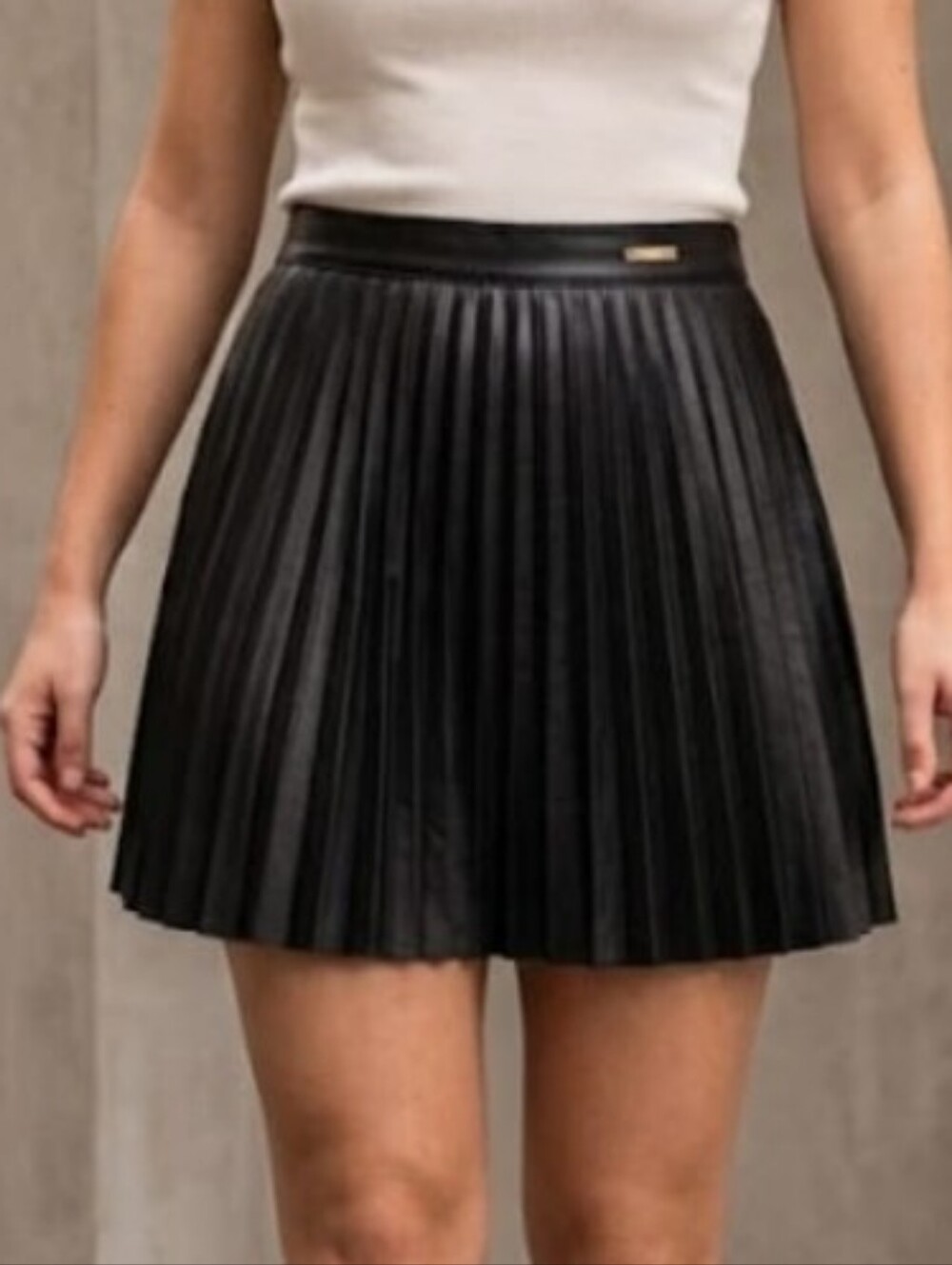 Marc New York.. Women’s Pleated Faux Leather Mini Skirt - Black